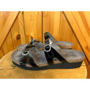 NAOT KATE Black leather Jewel Sandals Size 8